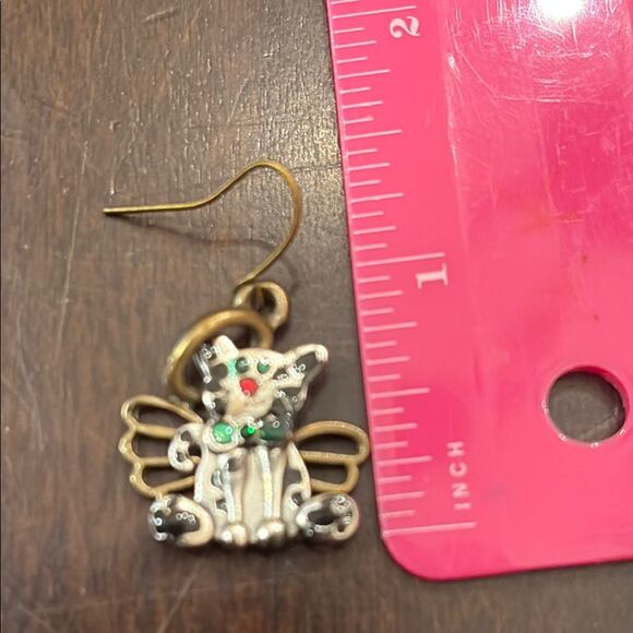 Charming Cat Angel Earrings - Picture 3 of 3